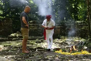 Shaman Luis Jose Hernandez Gonzalez and Ed Stafford performing a ceremony and blessing in Guatemala.
