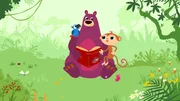 (L-R): Pepper the Parrot, Bax the bear, Toby the monkey