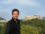 Picture Shows: Dr Michael Scott with Parthenon in background