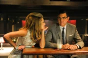 PSYCH -- "1967: A Psych Odyssey" Episode 806 -- Pictured: (l-r) Maggie Lawson as Juliet O'Hara, Timothy Omundson as Carlton Lassiter -- (Photo by: Alan Zenuk/USA Network)