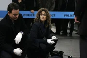 Det. Mack "Mac" Taylor (Gary Sinise, l.) und Det. Stella Bonasera (Melina Kanakaredes, r.) arbeiten gemeinsam an einem Fall, der zunächst besonders absurd erscheint ...