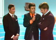 Live-Sendung von der FERA: v.l. Ferdi Kübler, Mäni Weber und Kandidat Leon Geissmann