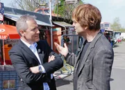 Frank Baumann und Campino von «Die Toten Hosen» vor dem «Liverpool Grill» in Düsseldorf