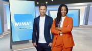 Moderator Tino B&ouml;ttcher und Sport-Moderatorin Mariama Jamanka im Studio