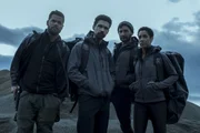 Wes Chatham (Amos Burton), Steven Strait (James Holden), Cas Anvar (Alex Kamal), Dominque Tipper (Naomi Nagata) (v.l.r.)