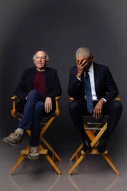 Bei der Produktion verstört Larry David den früheren Präsidenten Barack Obama (r.)