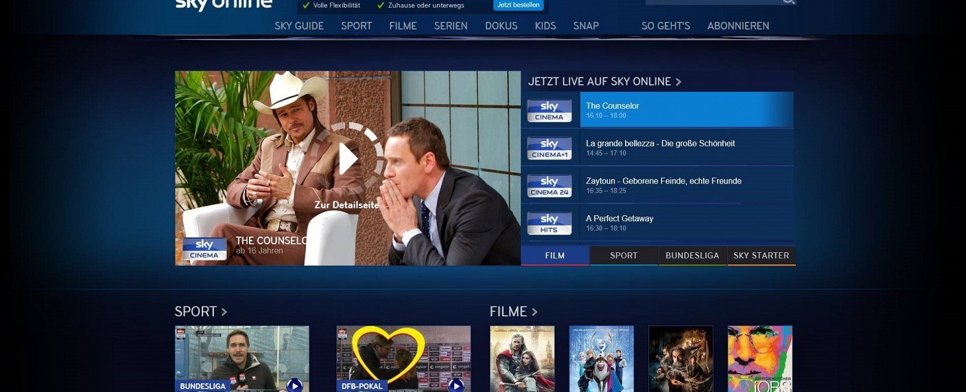 Serien, Filmen und Sport-Live-Streams in Paketangeboten