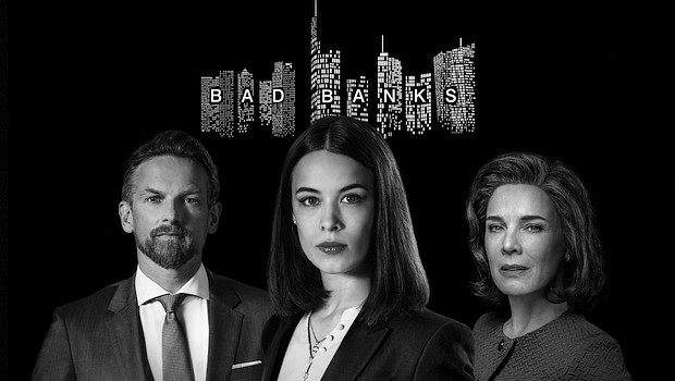 Gabriel Fenger (Barry Atsma), Jana Liekam (Paula Beer), Christelle Leblanc (Désirée Nosbusch) in "Bad Banks"