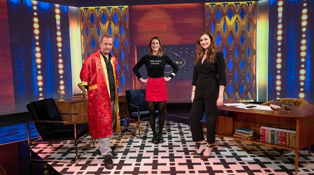 v. l.: Rainald Grebe, Andrea Petković und Katrin Bauerfeind