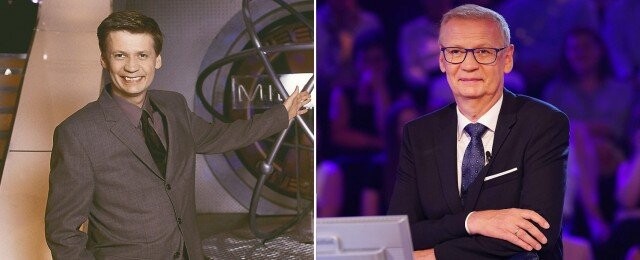 Günther Jauch im Jahr 1999 (l.) und im Jahr 2024