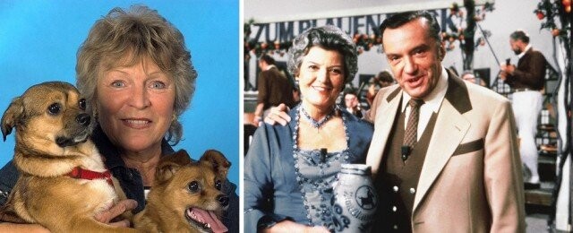 Prägende Sendungen im hr: "Herrchen gesucht" mit Barbara Siehl (l.) und "Zum blauen Bock" mit Heinz Schenk und Lia Wöhr