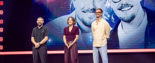 (v. l.) Klaas Heufer-Umlauf, Moderatorin Jeannine Michaelsen und Joko Winterscheidt