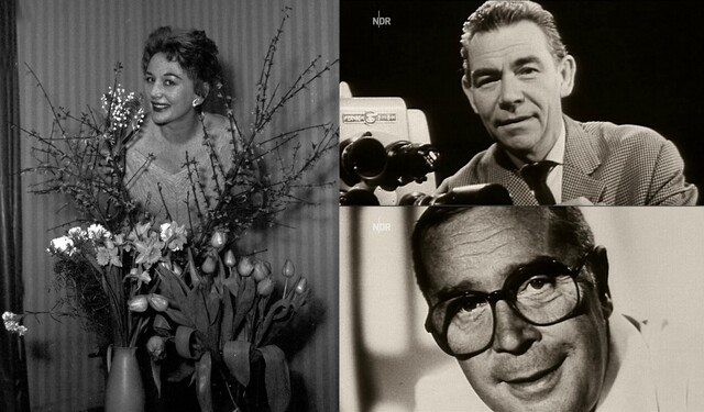 Evelyn K&uuml;nneke neben Peter Frankenfeld (oben) und Regisseur Heinz Dunkhase (unten)