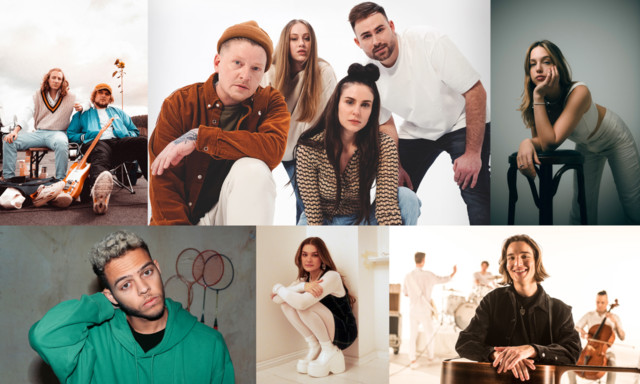 Oben (v.l.): Maël &amp; Jonas, Nico Suave &amp; Team Liebe, Felicia Lu. Unten (v.l.): Malik Harris, Emily Roberts, eros atomus.