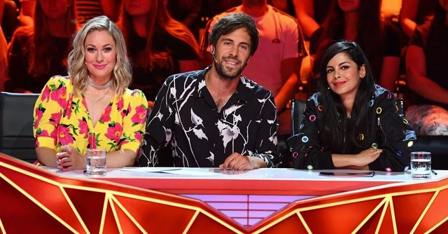 Das "The Masked Singer"-Rateteam der ersten Staffel: (v. l.) Ruth Moschner, Max Giesinger und Collien Ulmen-Fernandes