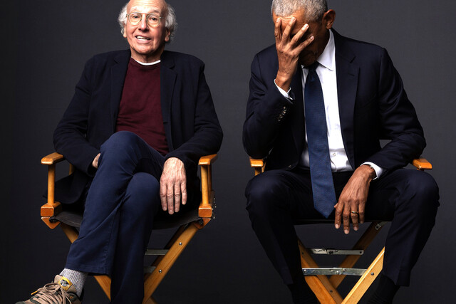 Larry David verst&ouml;rt seinen Executive Producer Barack Obama (r.), den fr&uuml;heren Pr&auml;sidenten der USA.