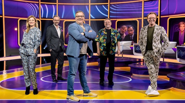 Caroline Peters, Kurt Krömer, Elton, Jürgen von der Lippe, Wolfgang Lippert (v. l. n. r.)