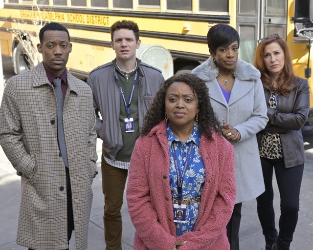 Die Hauptdarsteller von "Abbott Elementary": (v. l.) Tyler James Williams, Chris Perfetti, Quinta Brunson, Janelle James und Lisa Ann Walter