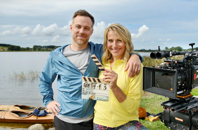Bernhard Piesk und Tanja Wedhorn während der Dreharbeiten zu den neuen Foglen