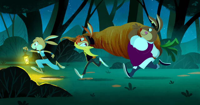 Die temperamentvollen Stadthasen Kela (links), Max (mittig) und Chester (rechts) haben es mal wieder ziemlich eilig.