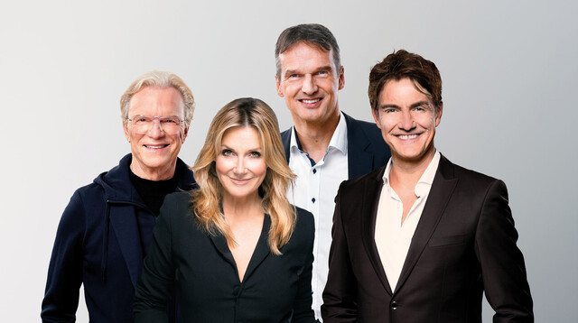 Wolfgang Lippert, Kim Fisher, Klaus Brinkbäumer und Matze Knop (v. l.) bilden das aktuelle "Riverboat"-Moderationsteam
