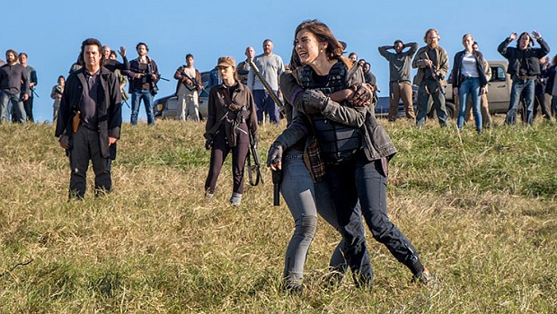 Maggie (Lauren Cohan) rebelliert dagegen, dass Negan am Leben bleiben soll.