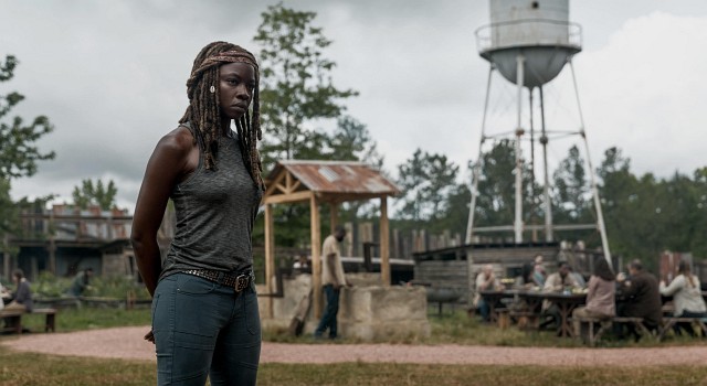 Michonne (Danai Gurira) betrachtet die aktuellen Entwicklungen mit Sorge. Sie will grundlegende Regeln für die Gemeinden.