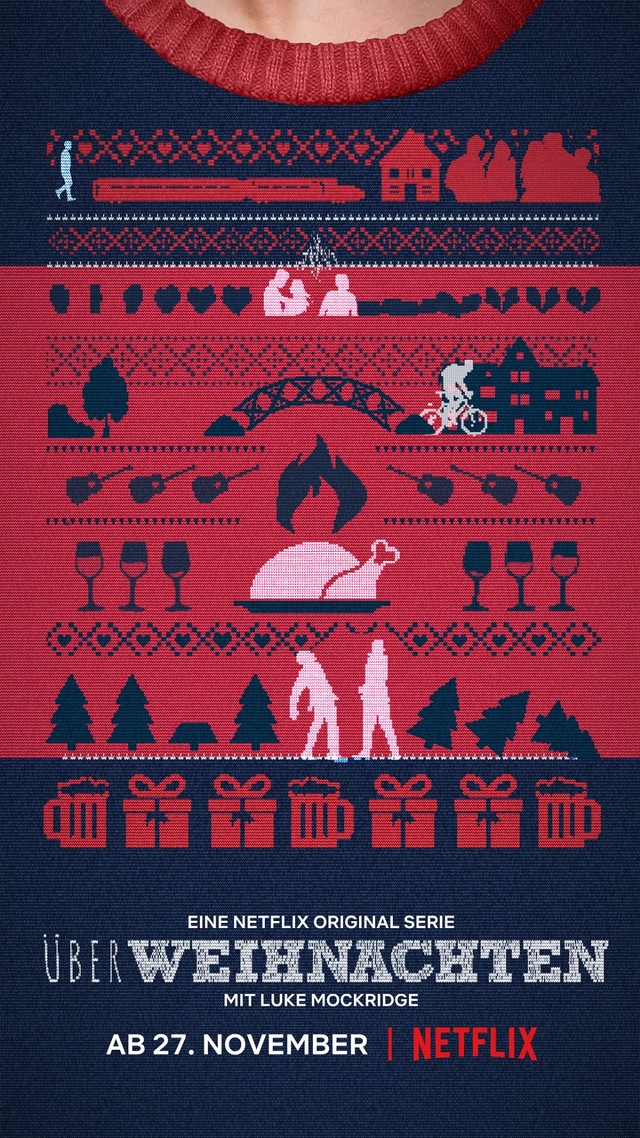 Das Poster zu "ÜberWeihnachten" erzählt die Handlung der Serie als hässlicher Weihnachtspullover.