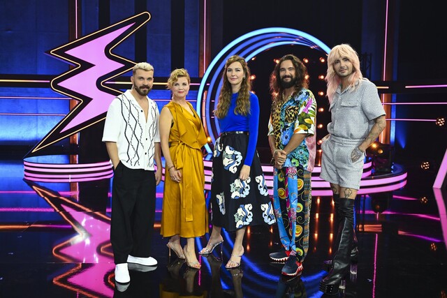 "Die Superduper Show" mit (v. l.) Edin Hasanovic, Annette Frier, Katrin Bauerfeind, Tom Kaulitz und Bill Kaulitz