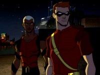 Speedy (r.) ist nicht daran interessiert sich Aqualad (l.) anzuschließen