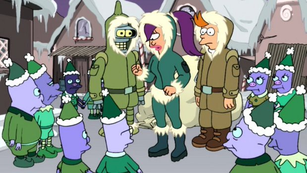 Bender, Leela und Fry bitten die kleinen Neptun-Elfen um Hilfe.