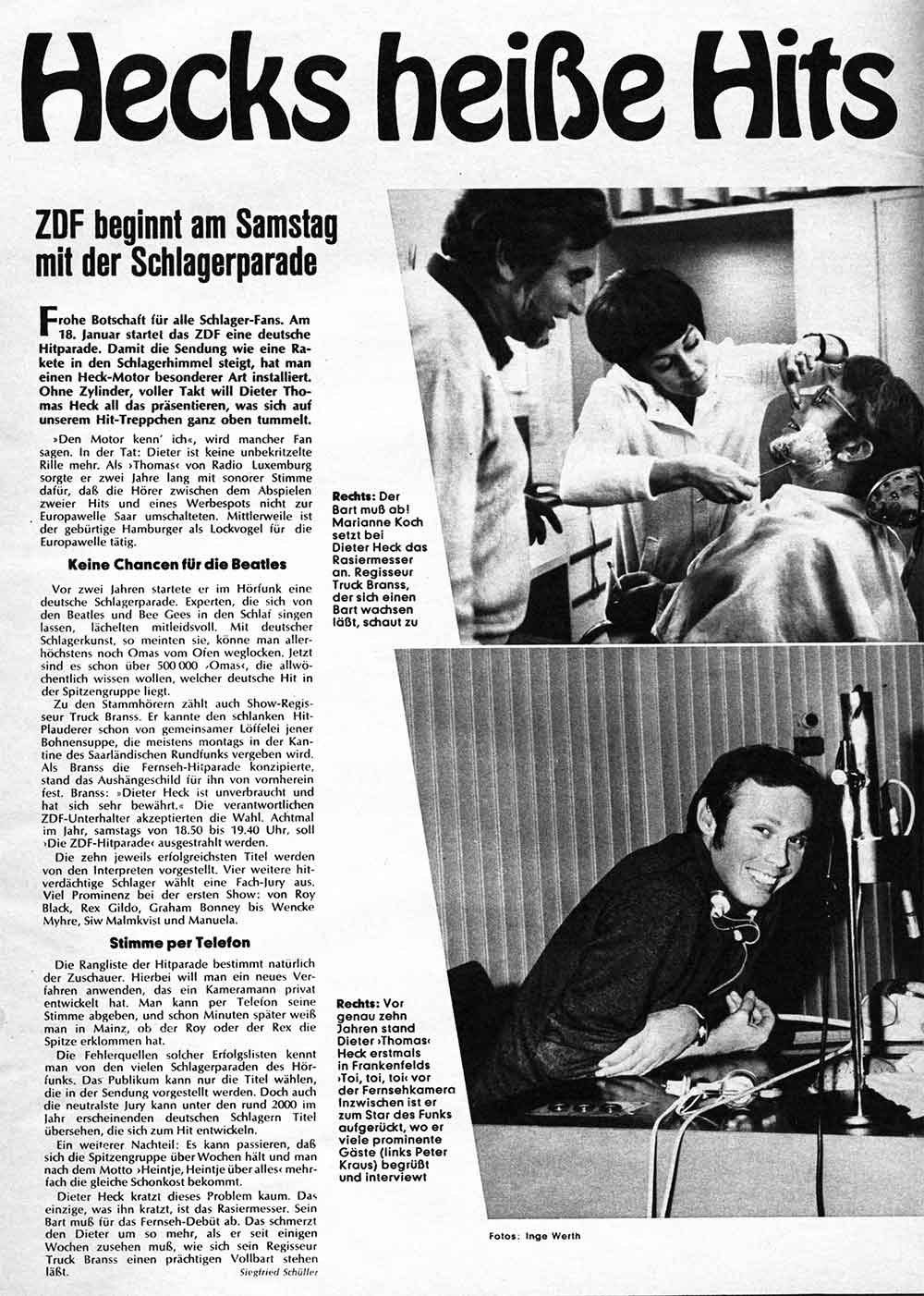 Hecks heiße Hits: Artikel aus der Hörzu 3/1969