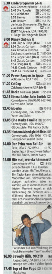 Das RTL-Programm vom 23. Oktober 1999