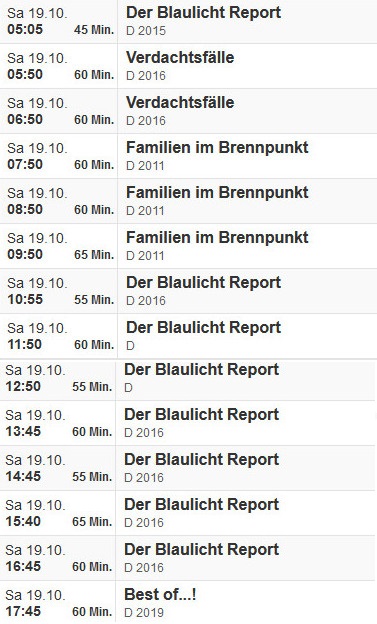 Das RTL-Programm vom 19. Oktober 2019