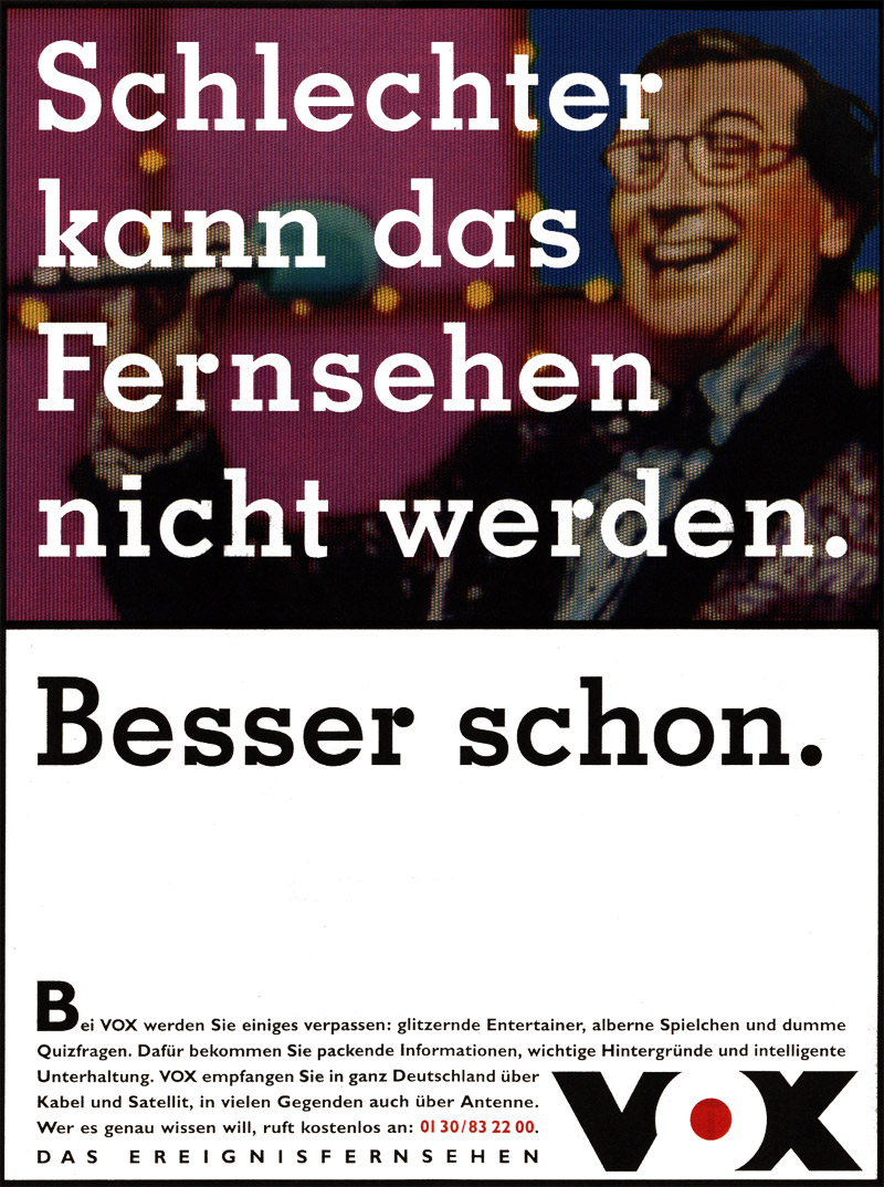 VOX Printanzeige 1993: Schlechter kann das Fernsehen nicht werden
