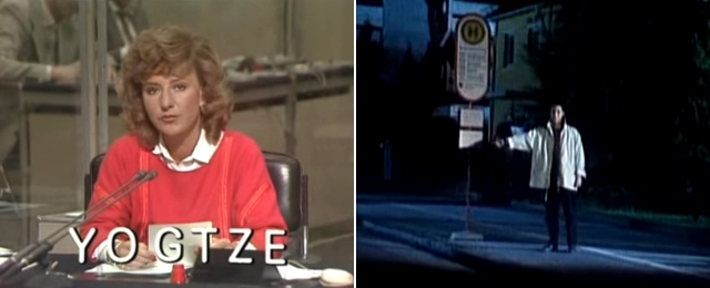 Irene Campregher informiert über erste Hinweise zu der geheimnisvollen Buchstabenkombination (l.). Der Anhaltermord aus dem Raum Freiburg im "XY"-Film vom September 1995 (r.).