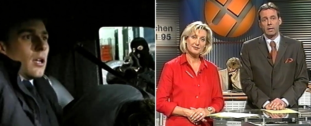 Der erste Filmfall der Januar-Sendung 2001 läutet die Modernisierung von "XY" ein (l.). Butz Peters und Sabine Zimmermann verabschieden sich im Dezember 2001 von den Zuschauern (r.).